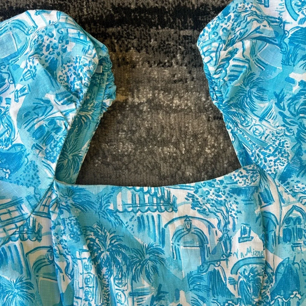 LILY PULITZER Kylanne Amalfi Blue Sunny State Of Mind Mini Dress With Cut Outs - Picture 8 of 15